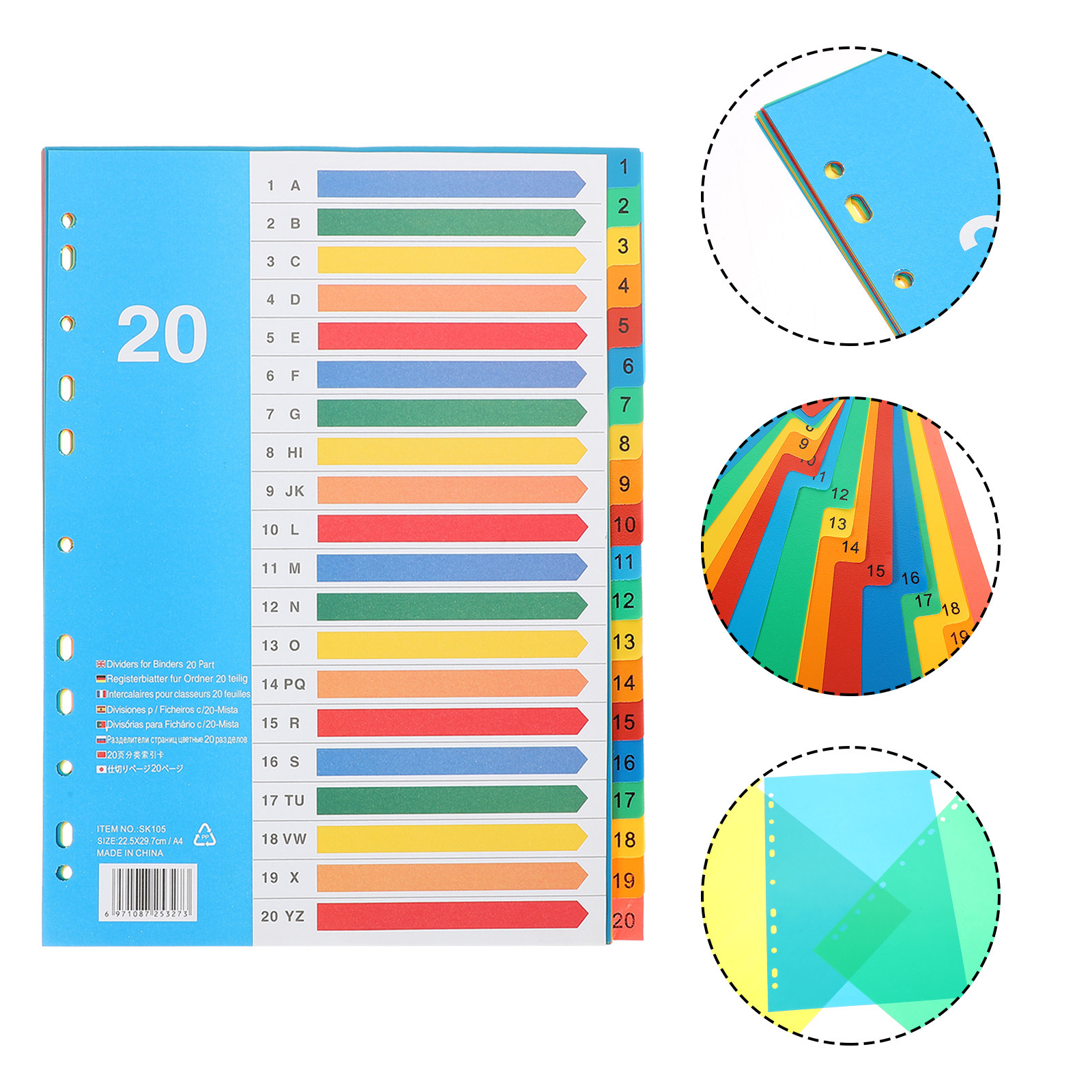 Tab Divider A4 - 5 stuks premium PP plastic tabbladen