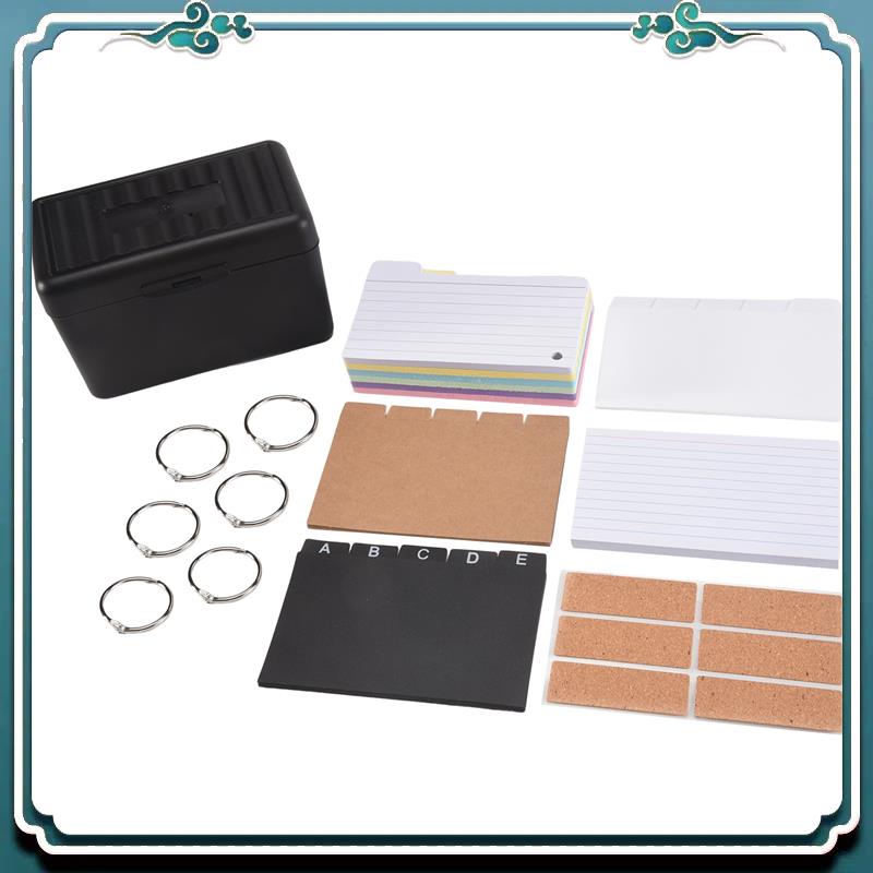 Card Index Box - Indexkaarthouderset, indexdoos met 230 verschillende flashcards,