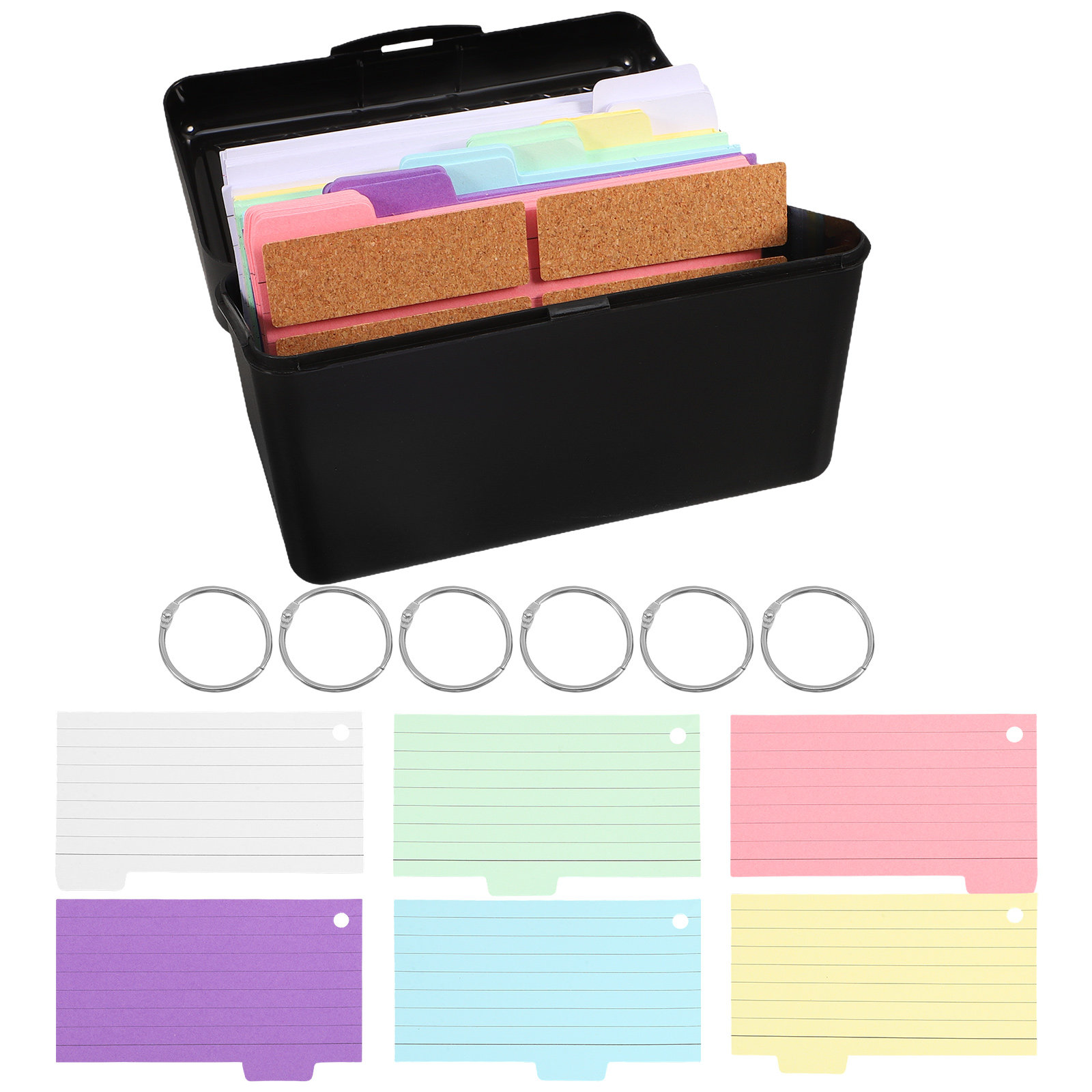 Card Index Box - 1Set Indexkaarthouder Organizer Zwart Bureau Kaartenbox