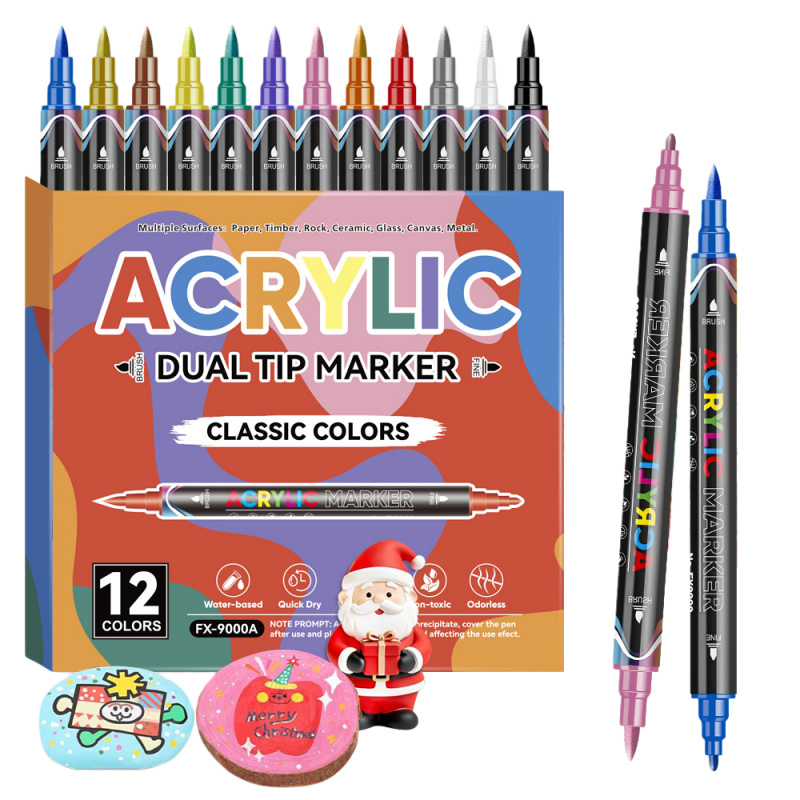Correction Pen Fine - Acrylverfstiften, Dual tips Brush Fine Acrylverfpennen,