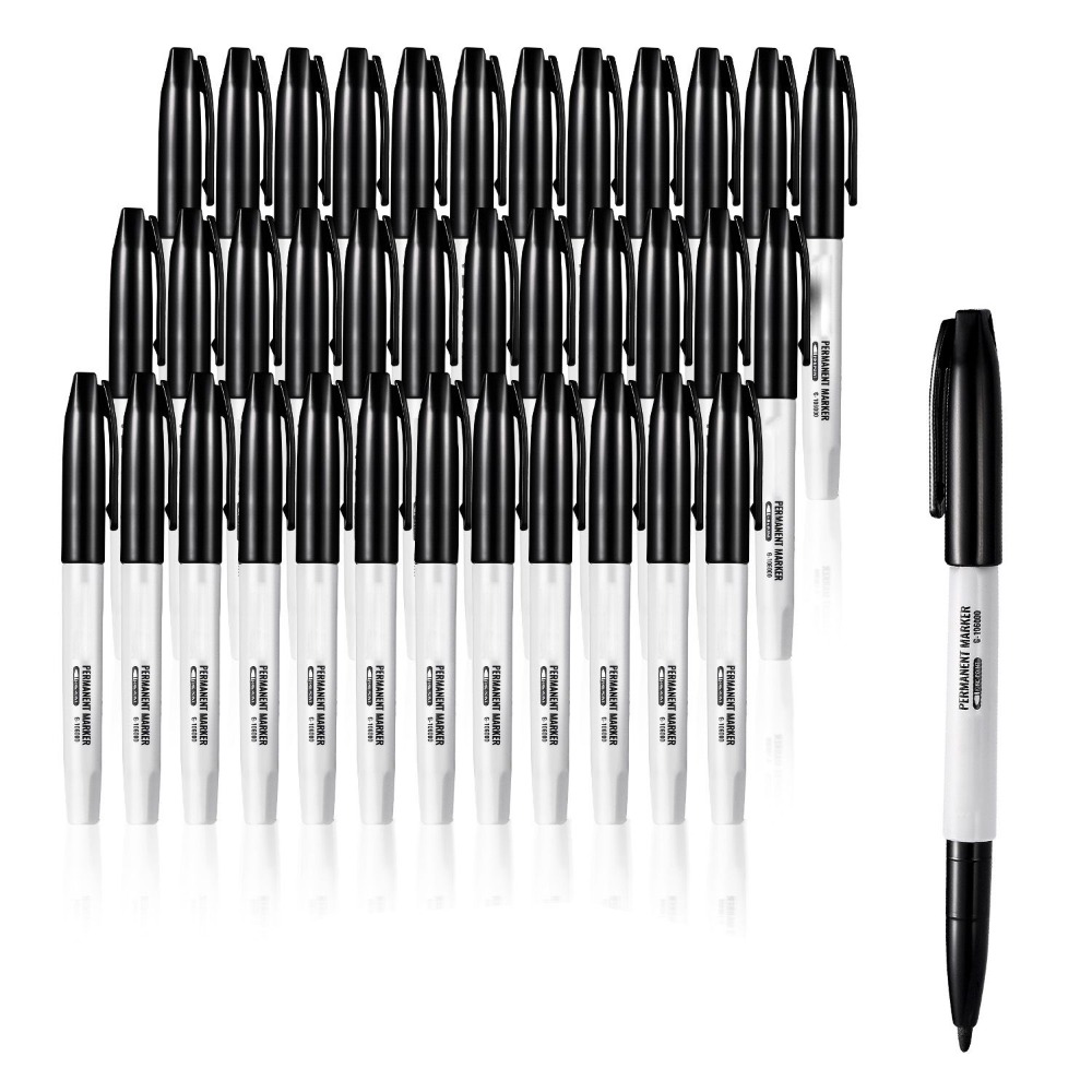 Correction Pen Fine - Permanente markers, 36-delige zwarte permanente markerset,