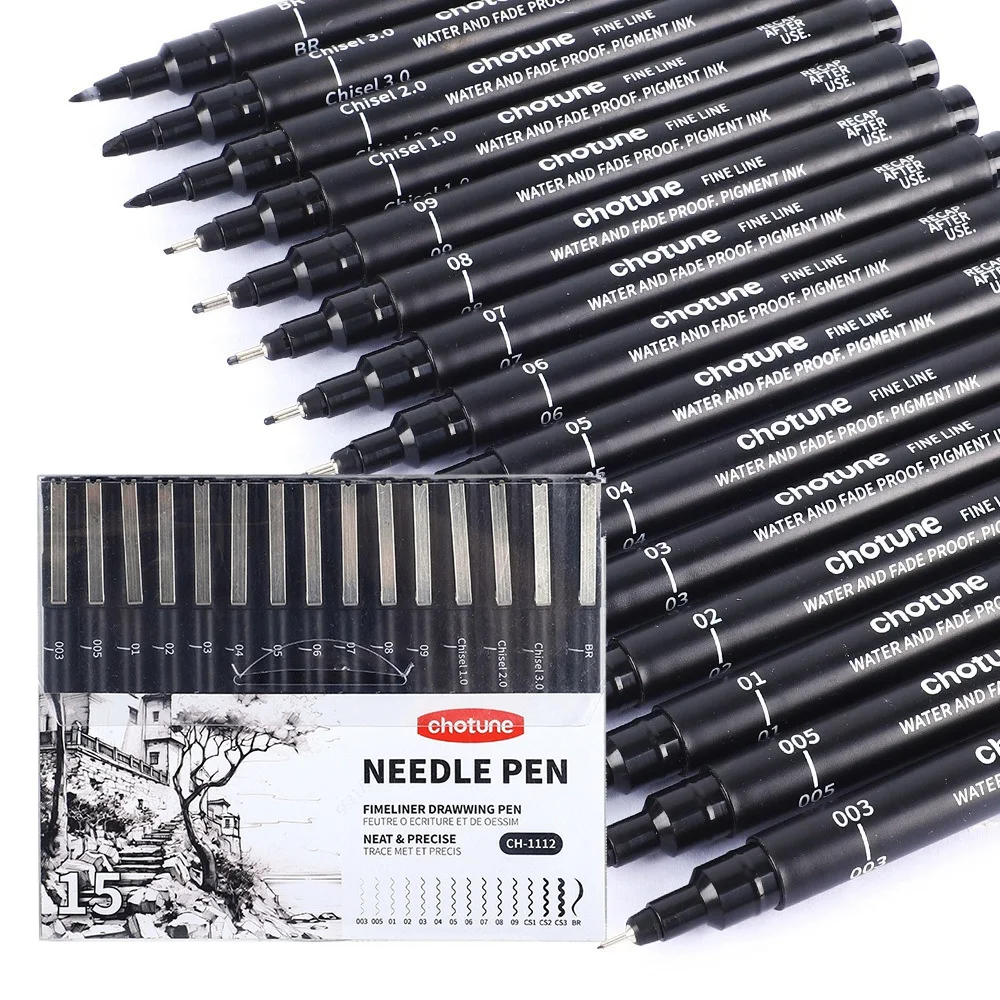 Zwarte micropennen, 15 maten,  - Correction Pen Fine recensie en prijs