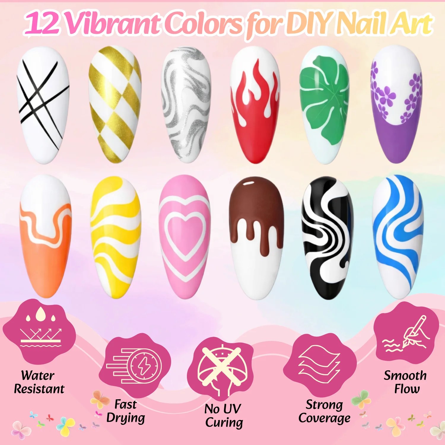 12 Kleuren 3D Nagelsticker Set - Correction Pen Fine recensie en prijs